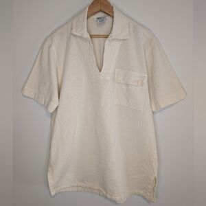 Men's Tilley Cotton Cream Short-Sleeve Pullover Polo with Chest Pocket